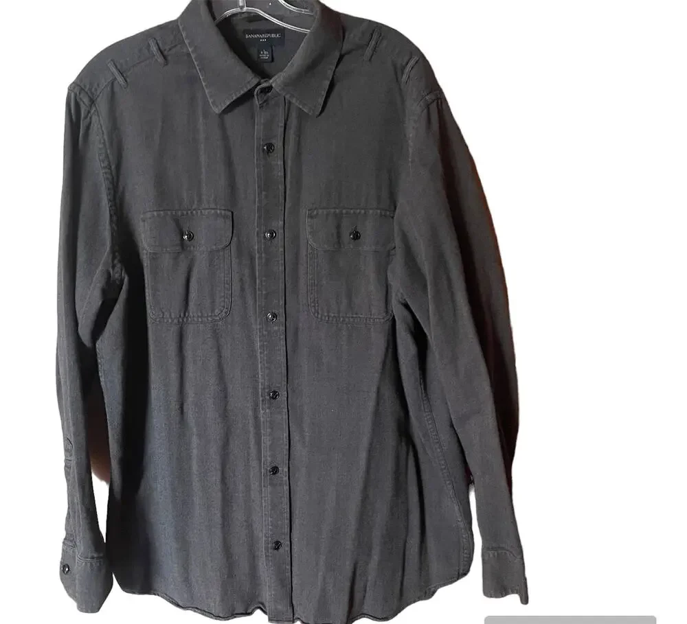 Banana Republic Mens Button Down Cotton Shirt Sz L 16/16.5